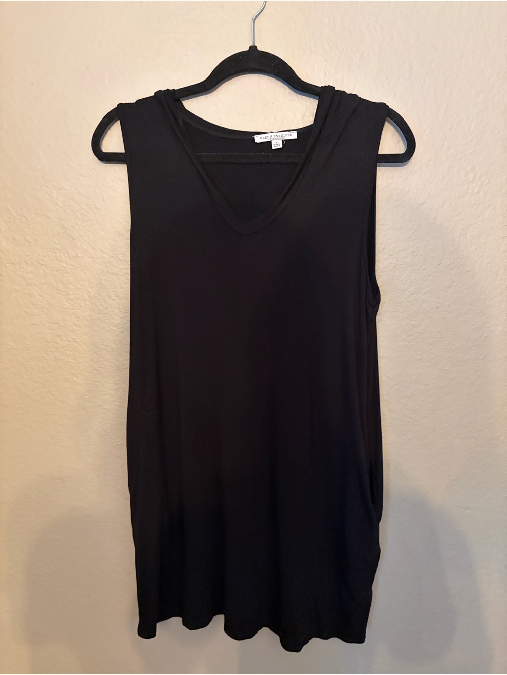 Green Envelope Black V-Neck Sleeveless Swim Coverup
